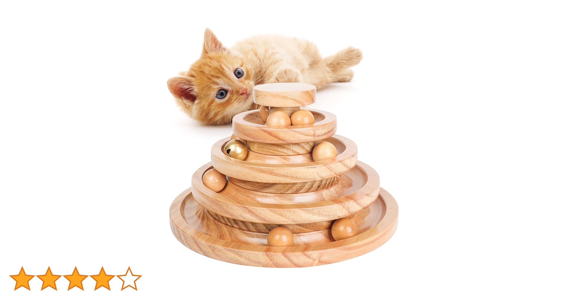 Amazon | 猫 おもちゃ ボール 木製 ねこ 4層回転タワー 天然木